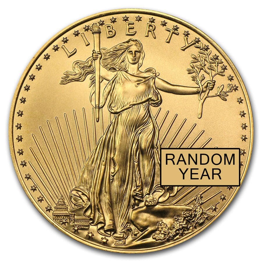 1/2 oz American Gold Eagle Coin BU (Random Year)