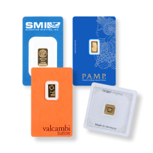 1 Gram Carded Gold Bar