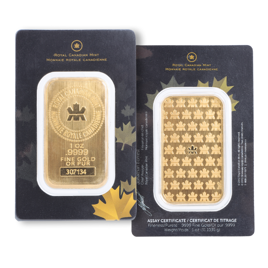 1 oz (RCM) Royal Canadian Mint Gold Bar (New w/ Assay)