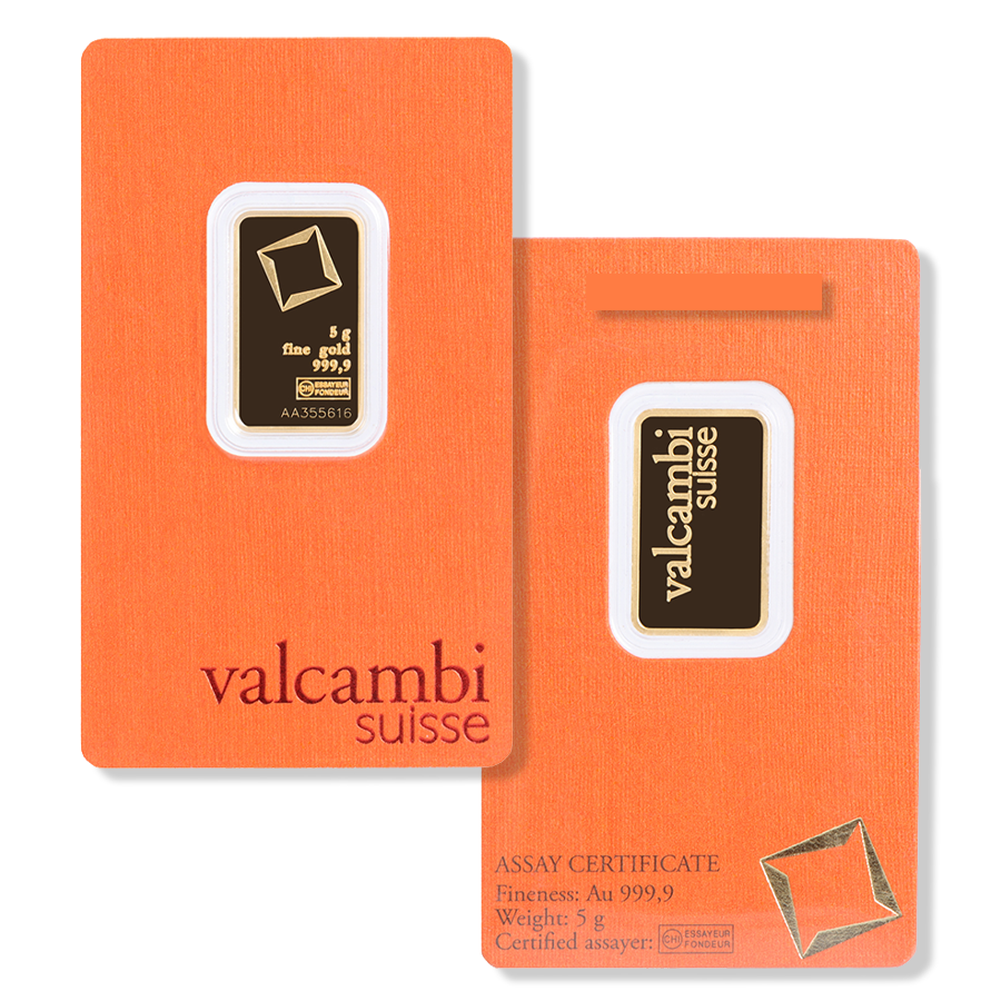 5 Gram Valcambi Gold Bar (New w/ Assay)