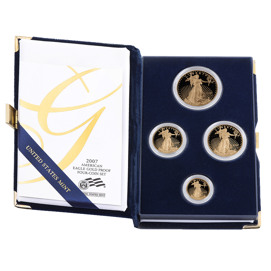 2007-W 4-Coin Proof American Gold Eagle Set (Box + CoA)