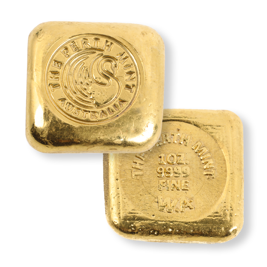 1 oz Gold Bar – Perth Mint Gold Button