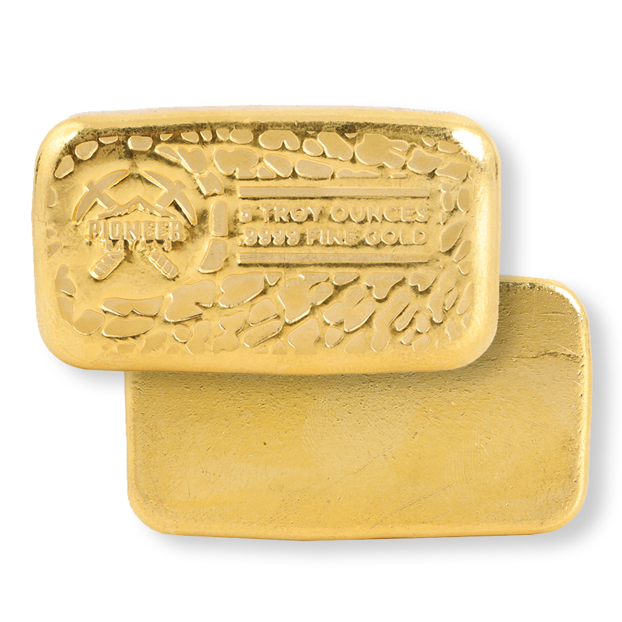 5 oz Cast-Poured Gold Bar – Pioneer Metals